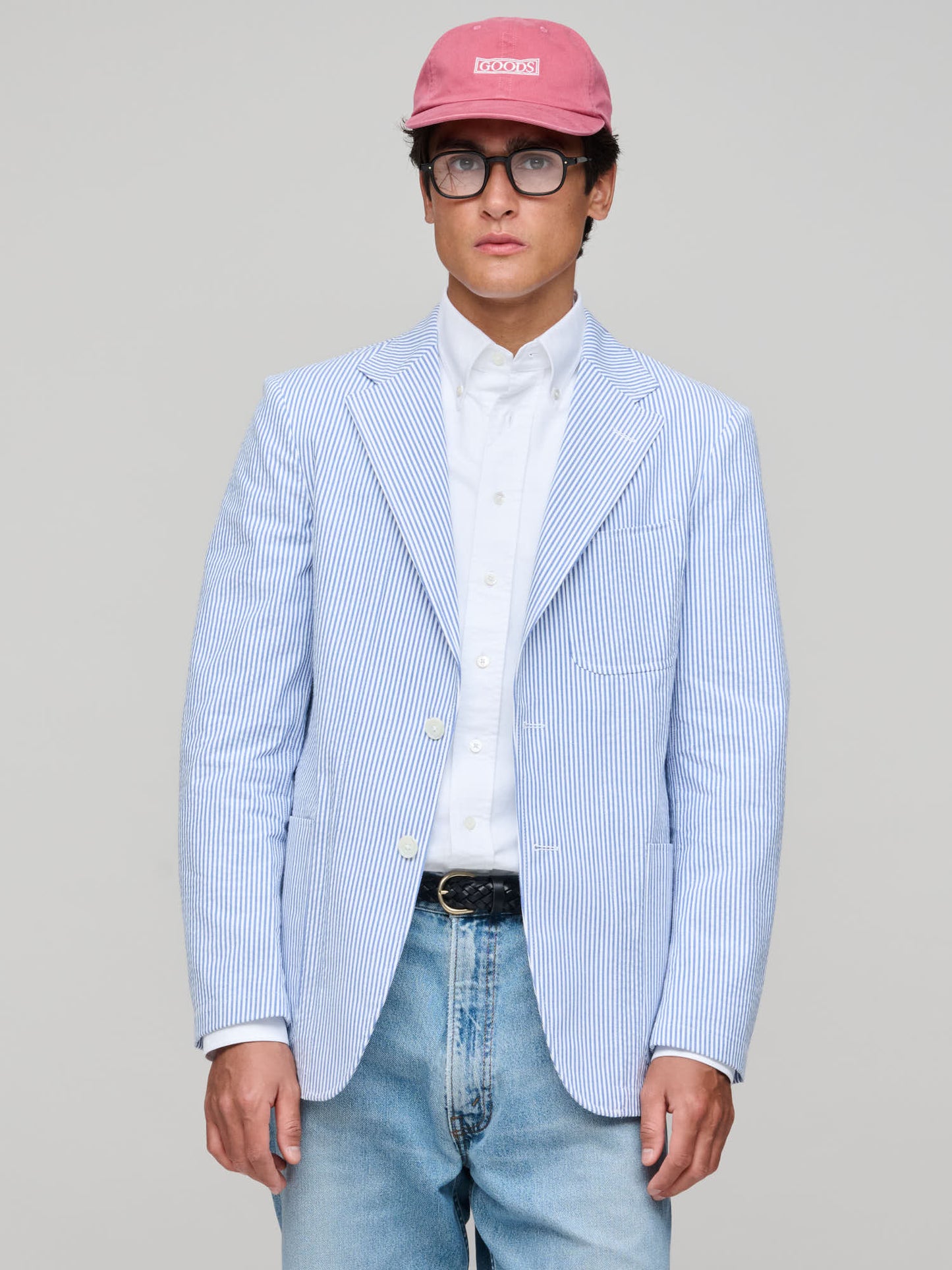 Striped Seersucker Jacket, Blue