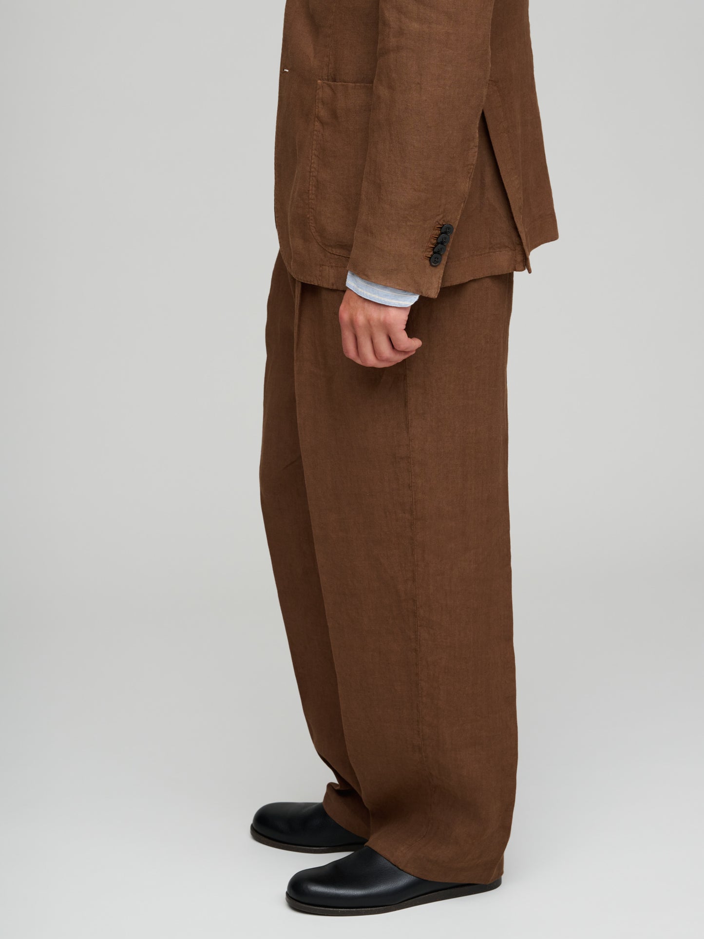 Linen Suit, Cinnamon - Wide Pleated Trousers