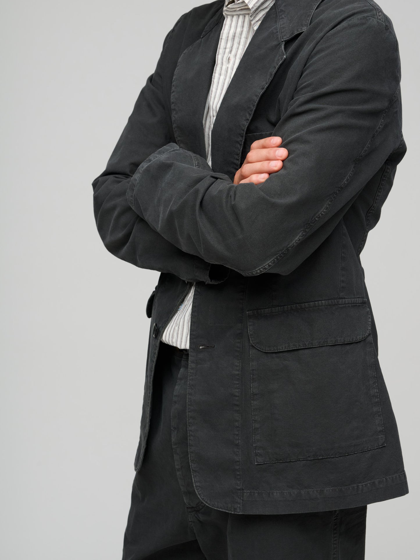 Veste de Ville Japanese Cotton Canvas, Washed Black