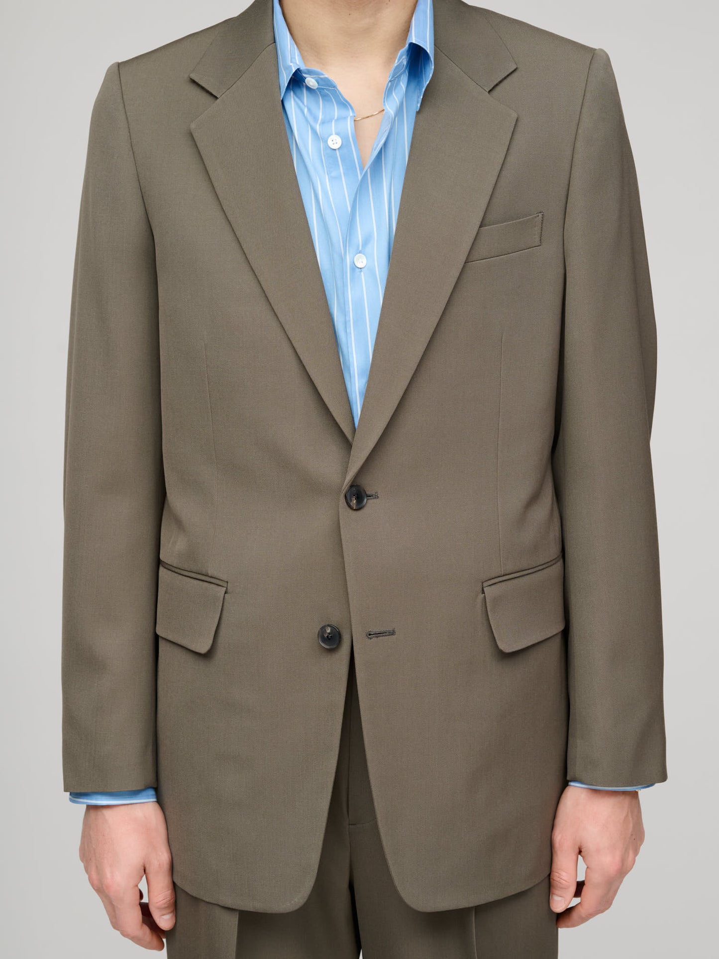 Light Wool Max Gabardine Jacket, Dark Olive Brown