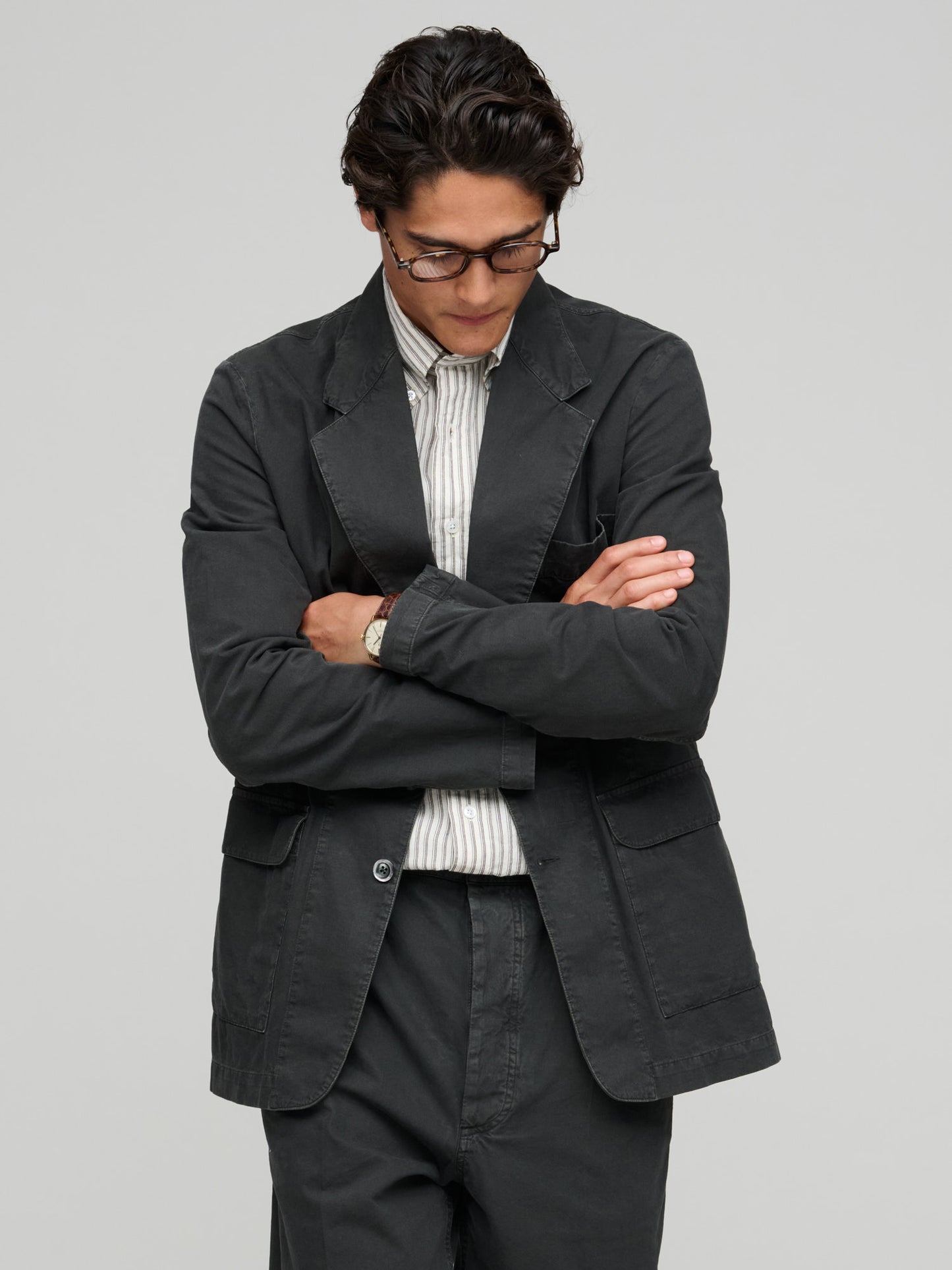 Veste de Ville Japanese Cotton Canvas, Washed Black