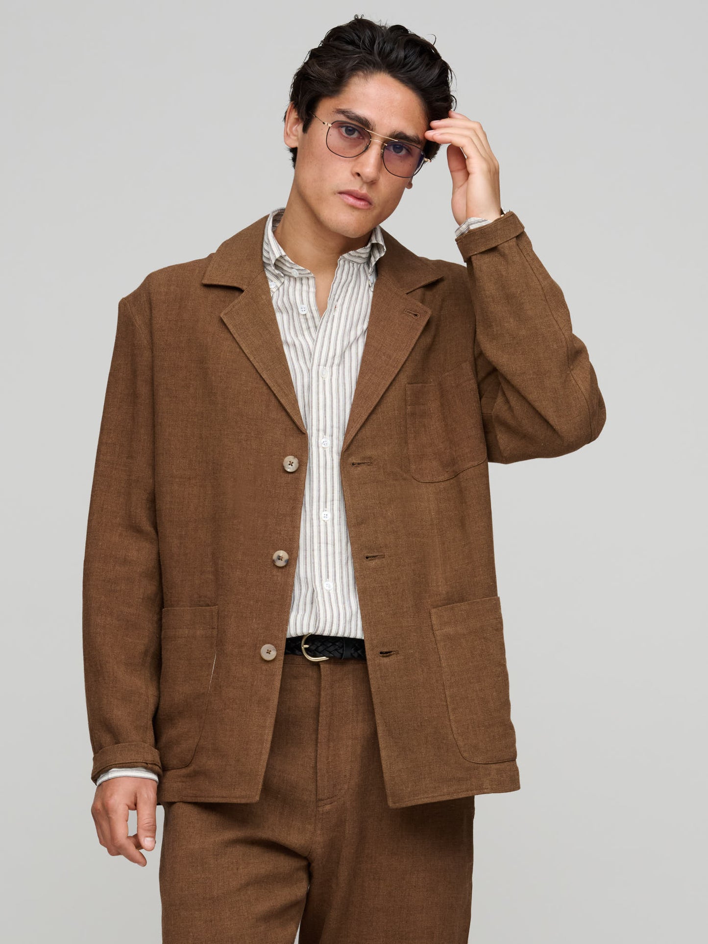 Traveler Jacket Belgian Linen, Cinnamon