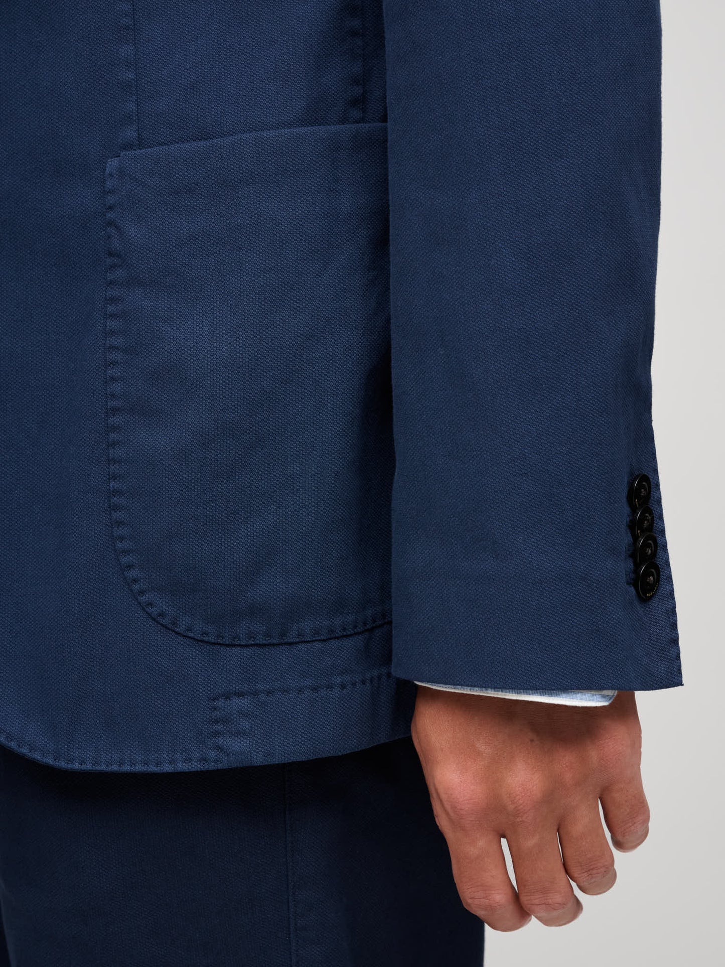 Woven Piqué Cotton K-Jacket, Navy