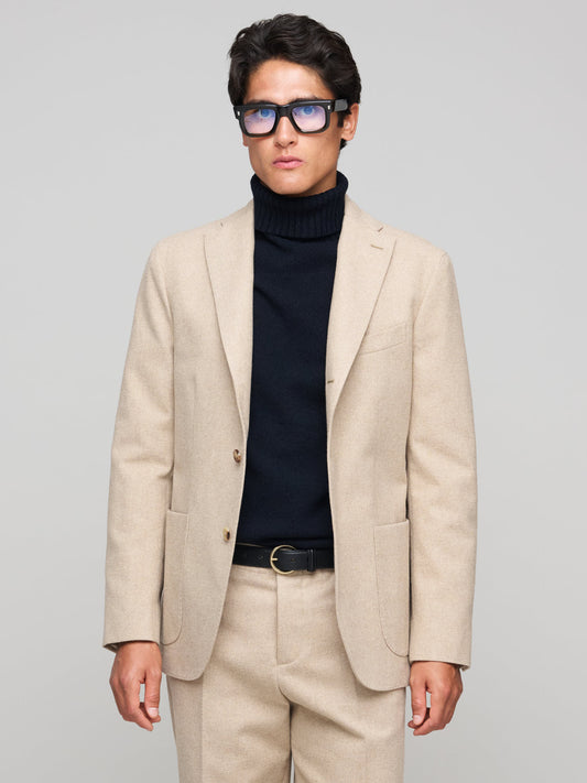 Brushed Cotton Twill Jacket, Ecru