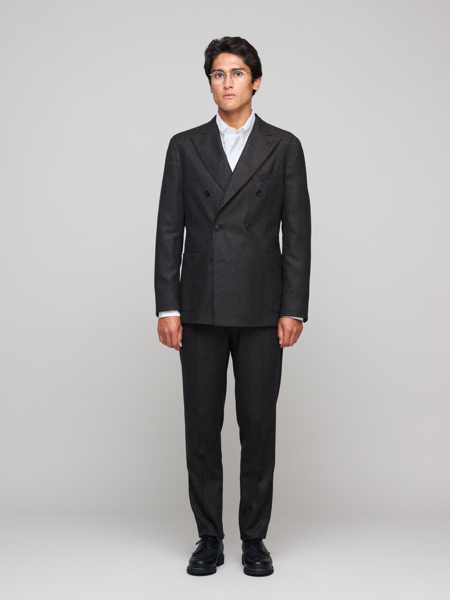 Brushed Hopsack DB Wool/Cashmere Suit, Dark Brown