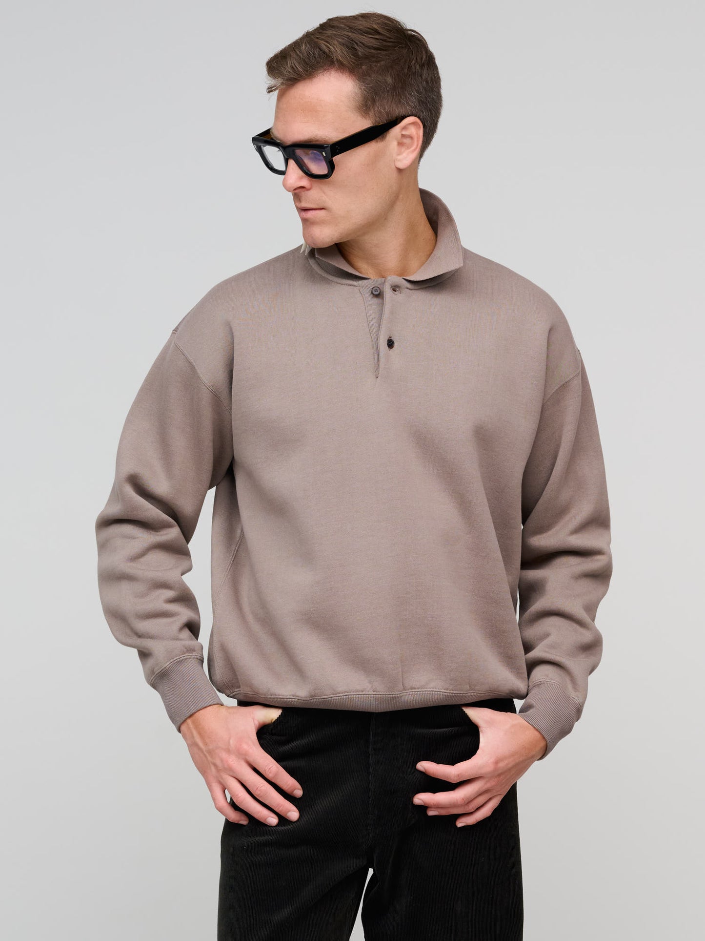 Smooth Soft Sweat Polo, Olive Brown