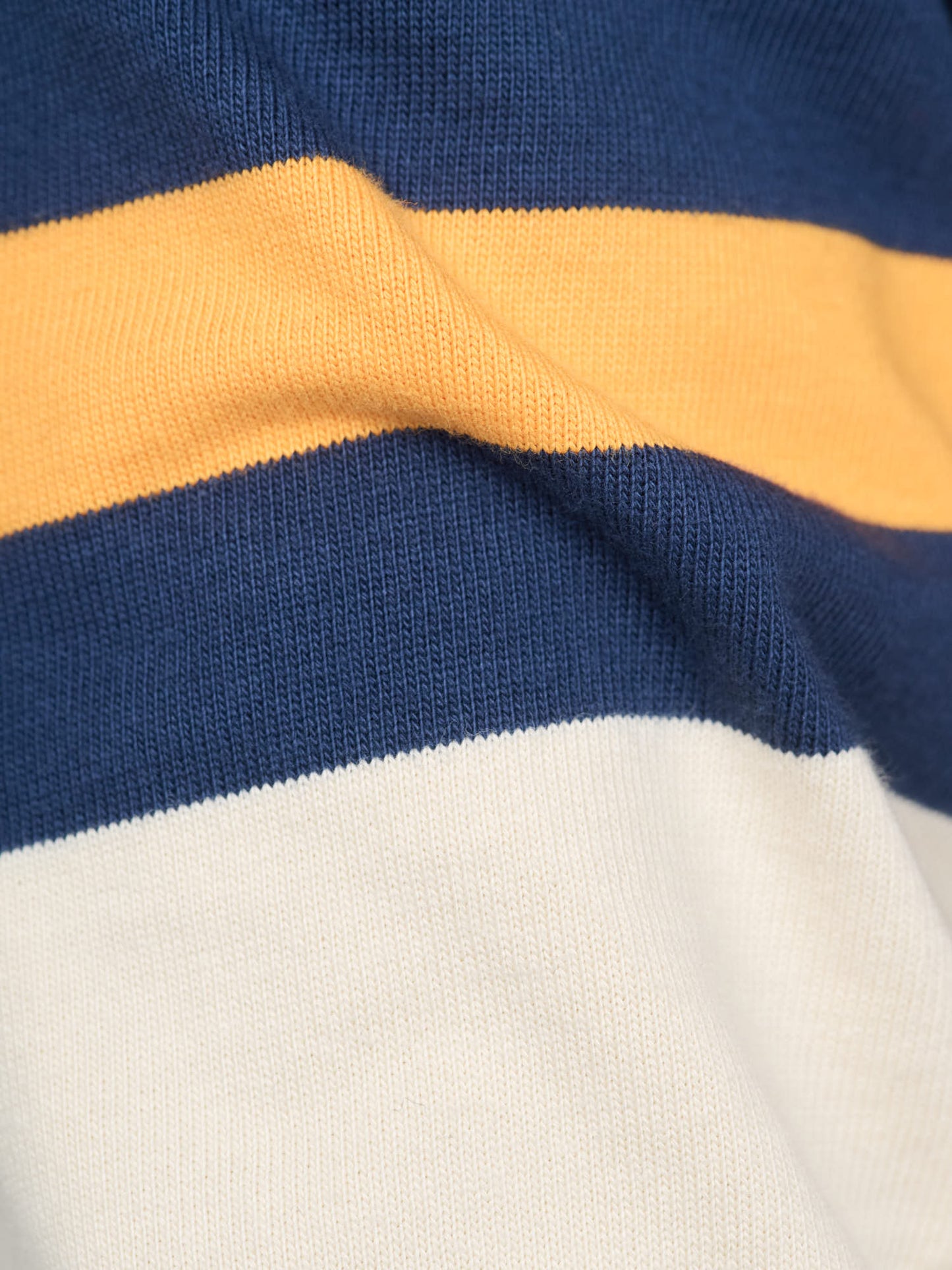 Cotton Quarter Zip Rugby Shirt, Navy & Yellow Stripe
