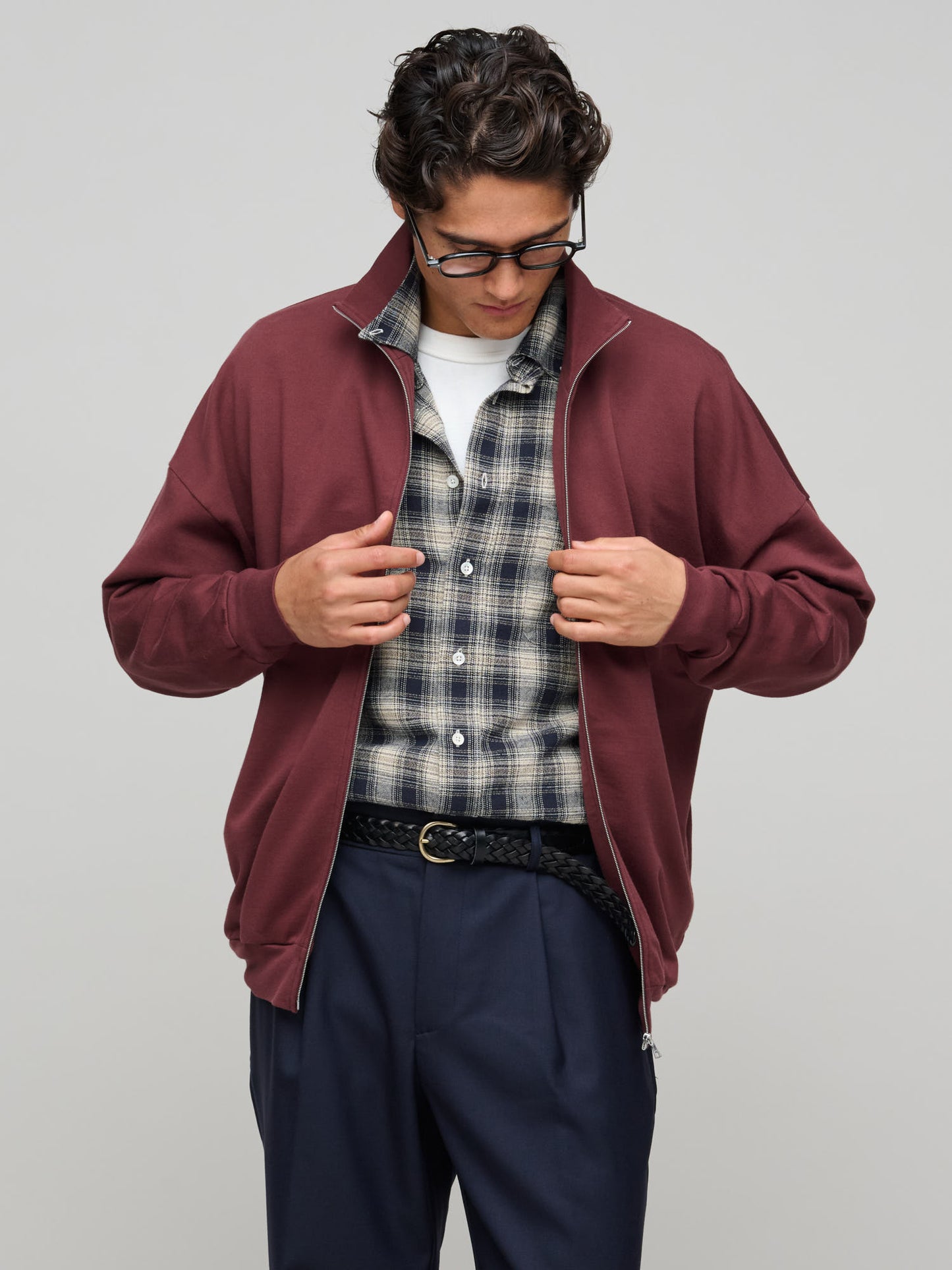 Super High Gauge Sweat Zip Blouson, Burgundy