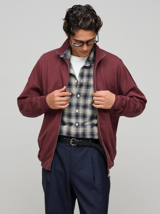 Super High Gauge Sweat Zip Blouson, Burgundy