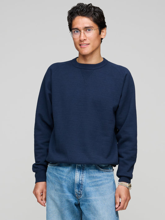 Puamana CN Sweatshirt Japanese Brushed Fleece, Dark Navy