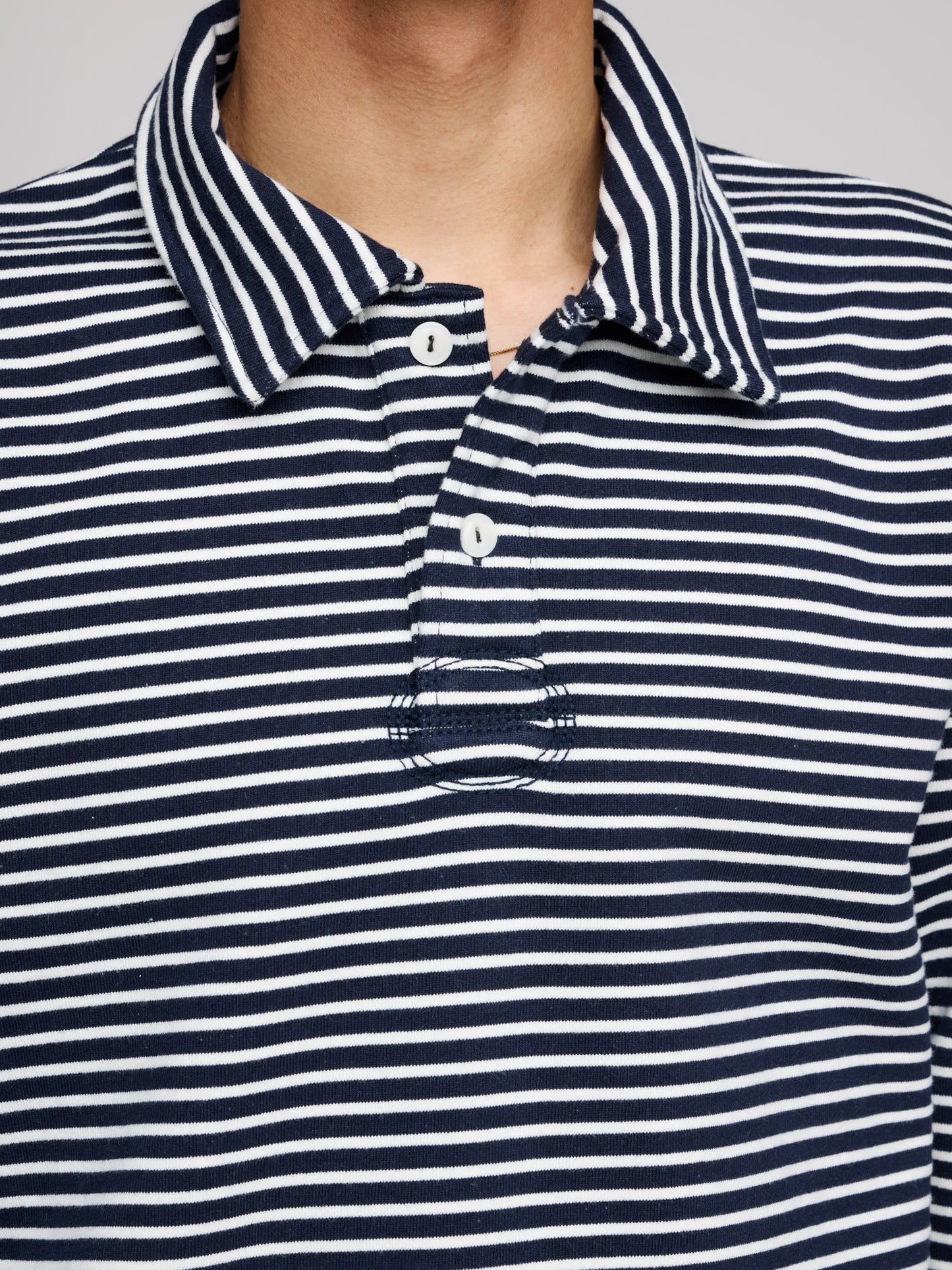 Jersey Polo, Navy & White Stripe