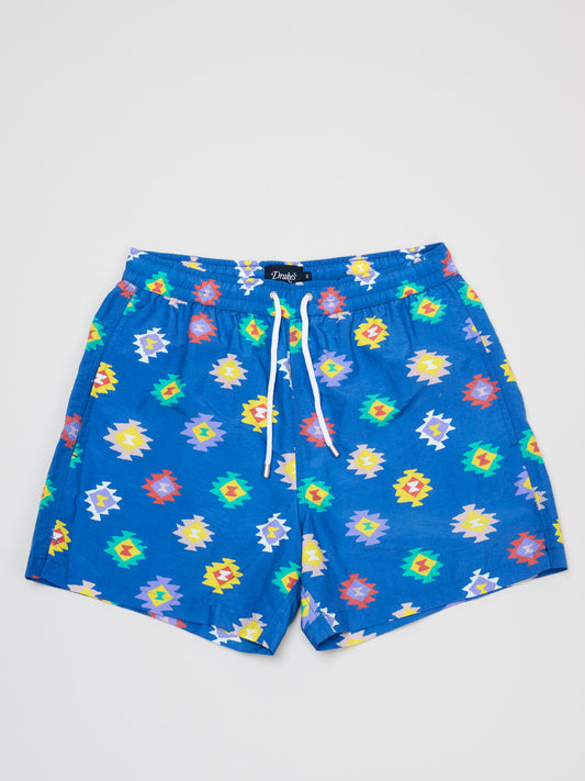 Kelim Drawstring Swimshorts, Blue