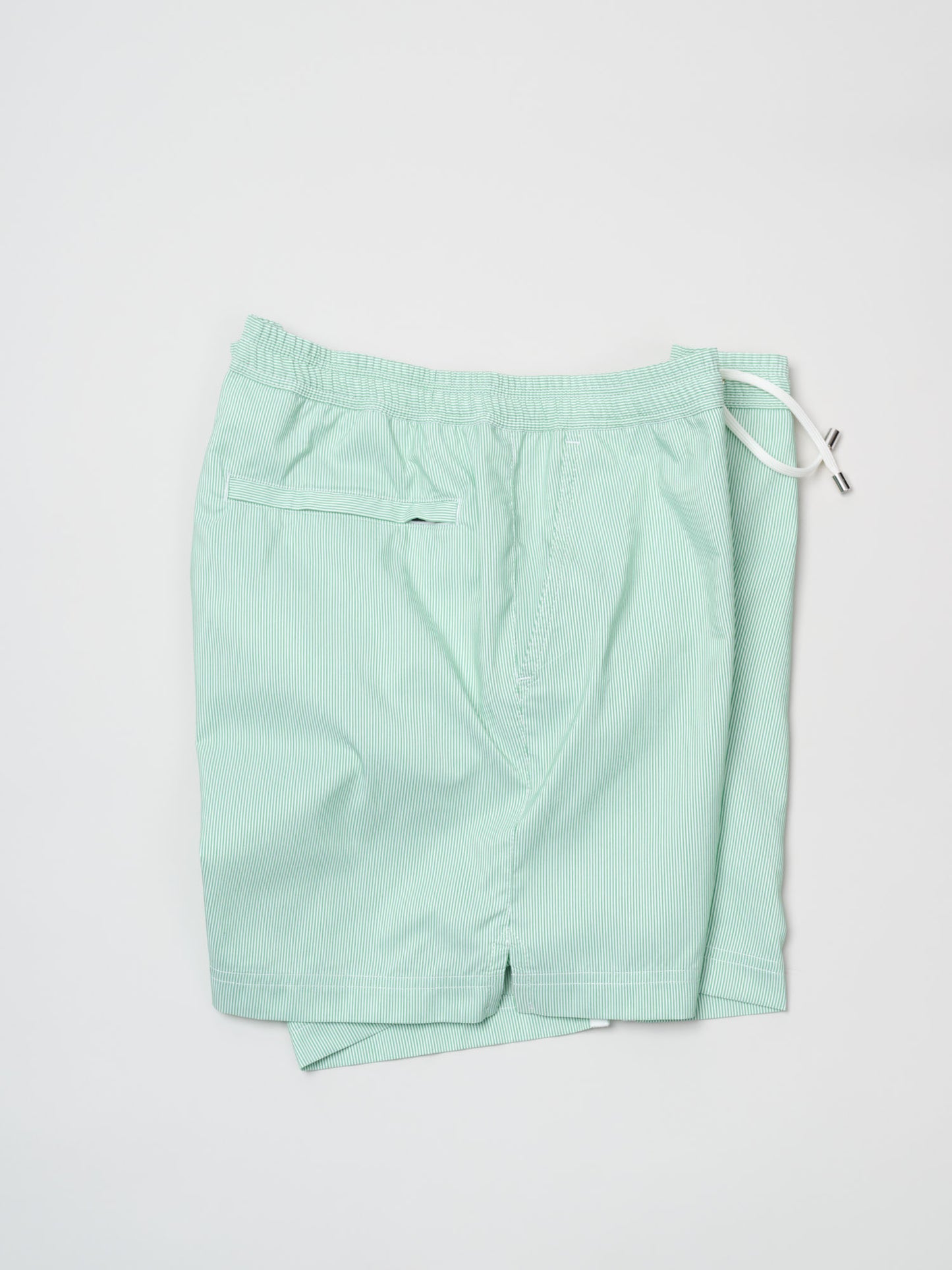 Drawstring Swim Shorts, Green & White Stripe