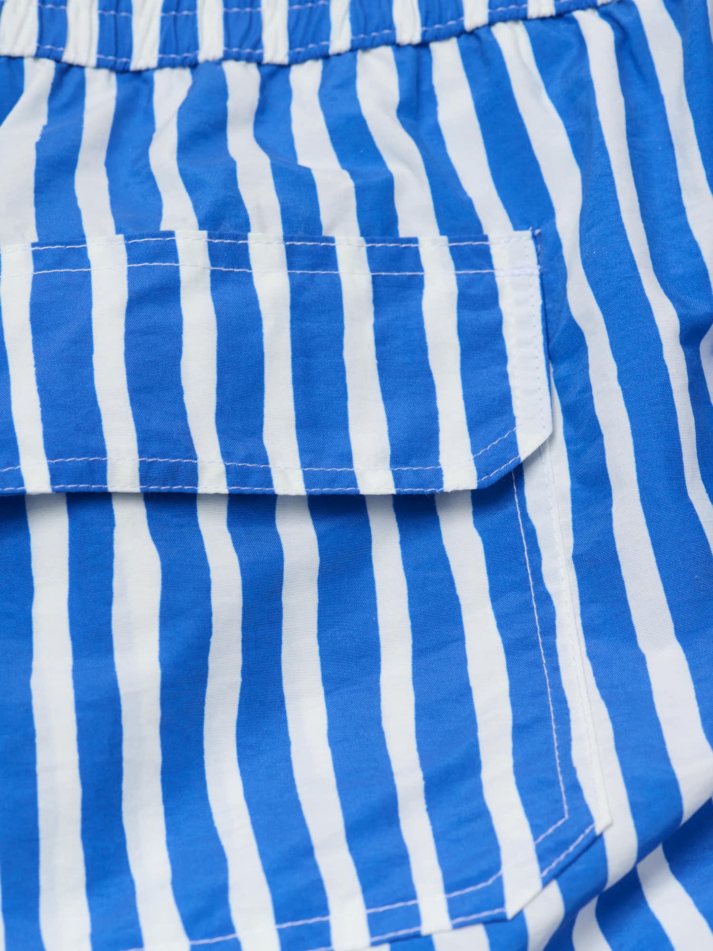 Nylon Drawstring Swim Shorts, Blue Stripe Print
