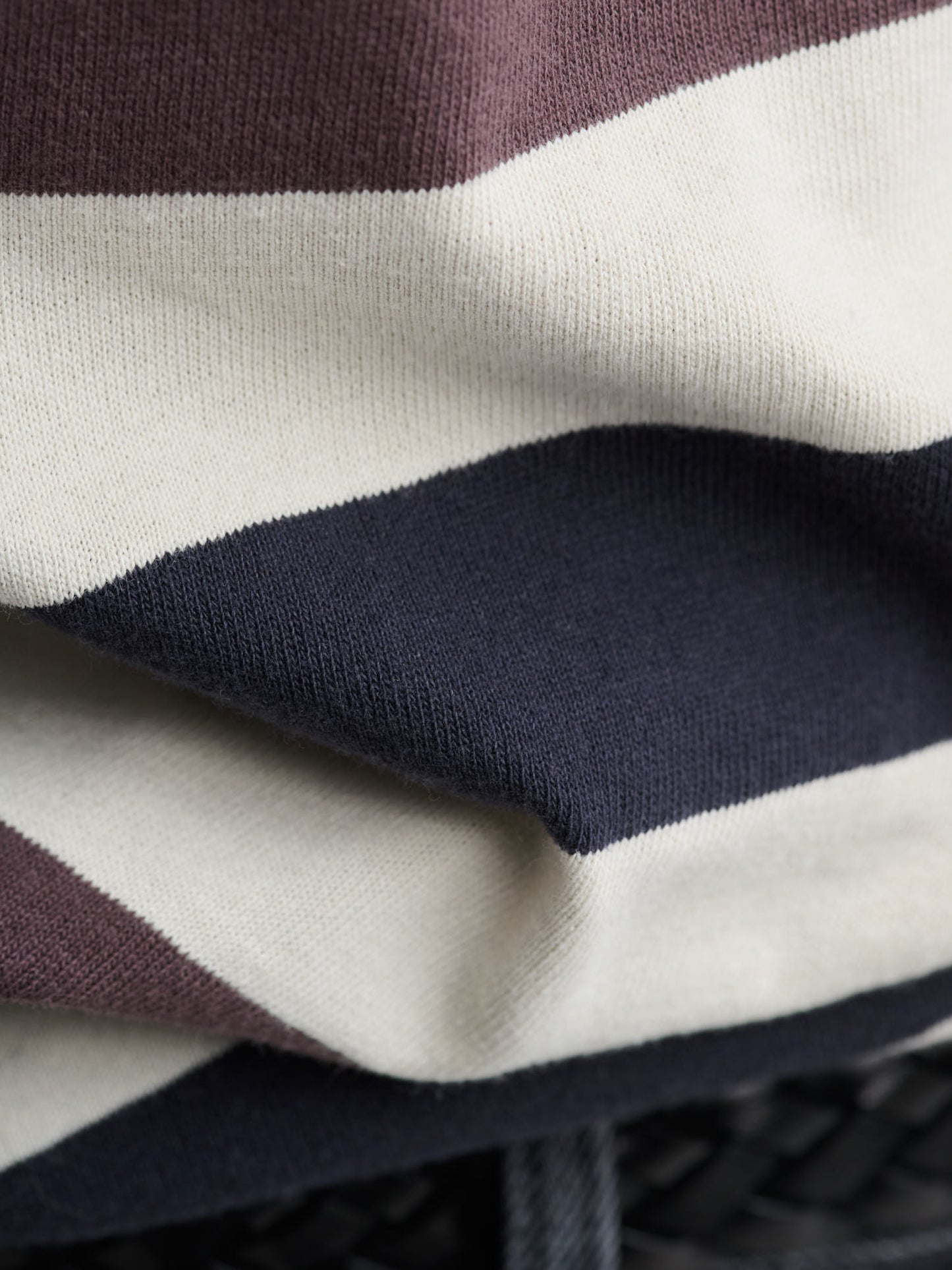 Wide Crew Matelot Three Colour Block Stripe, Chalk - Ink - Grape