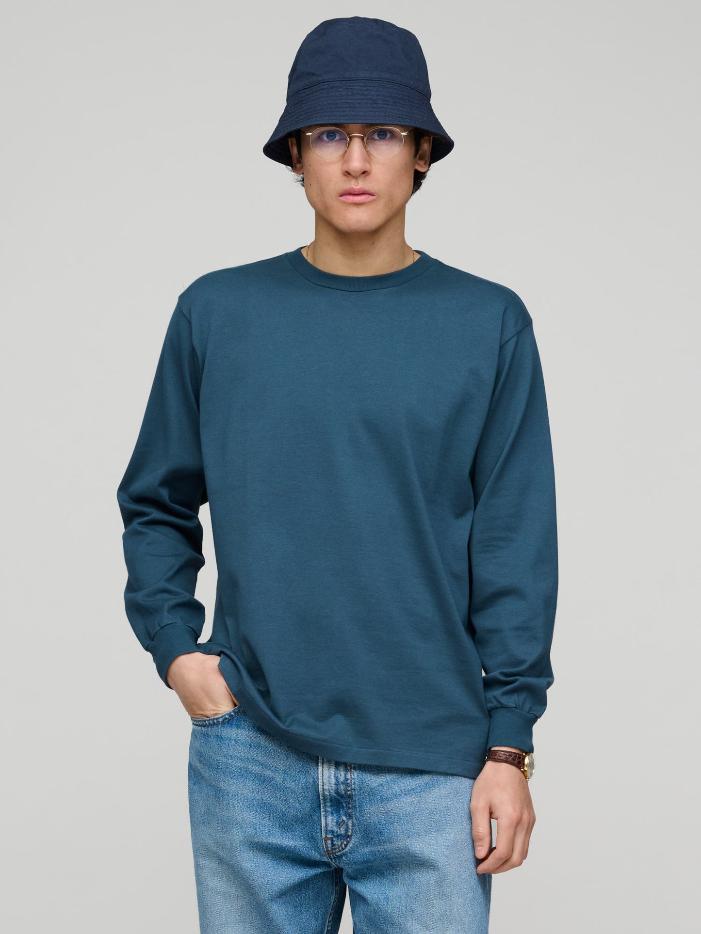 Luster Plaiting L/S Tee, Deep Blue