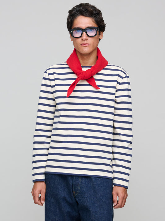 LS Striped Jersey, Ecru & Navy