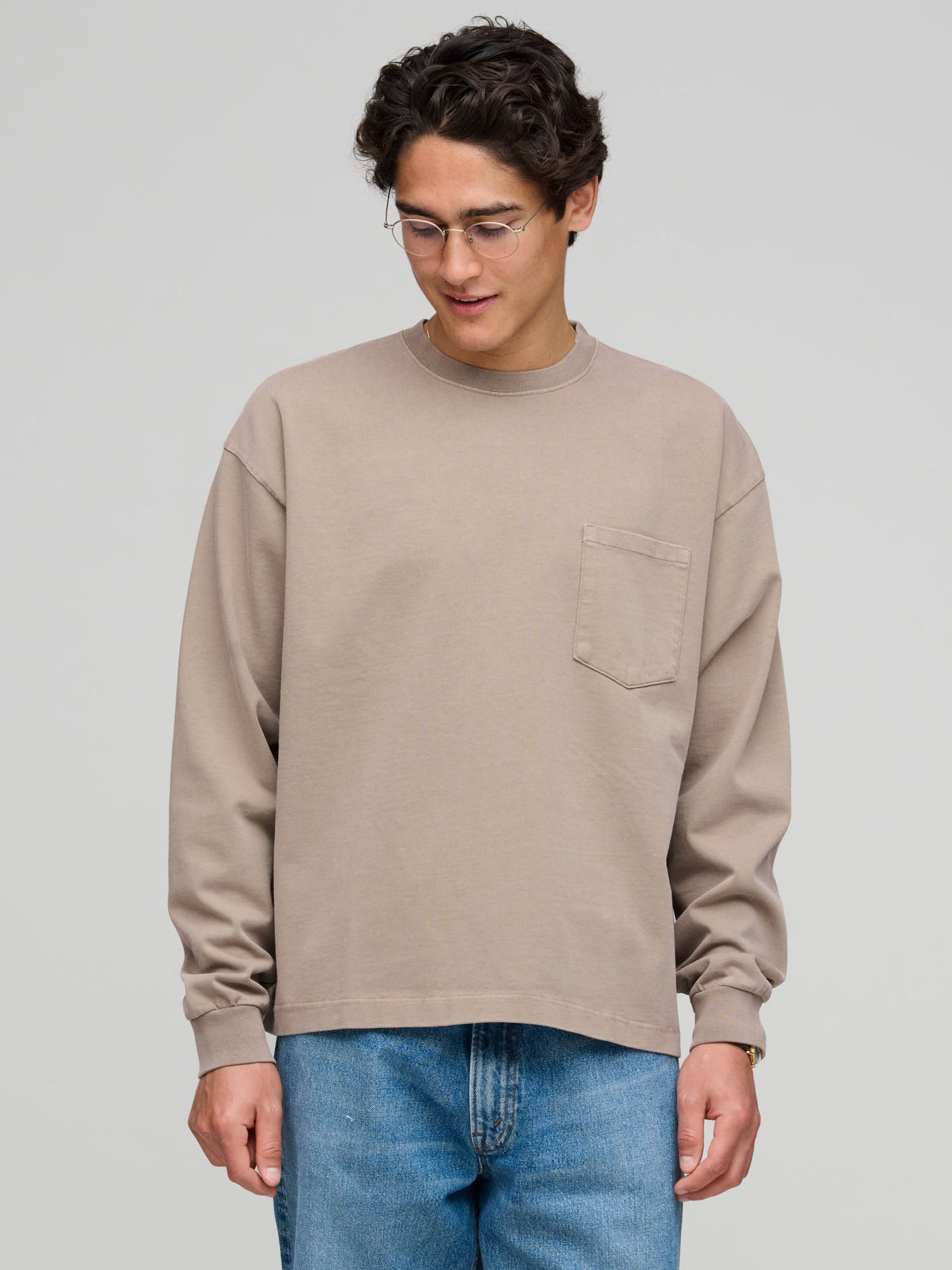 Heavy L/S Jersey Tee, Vintage Khaki