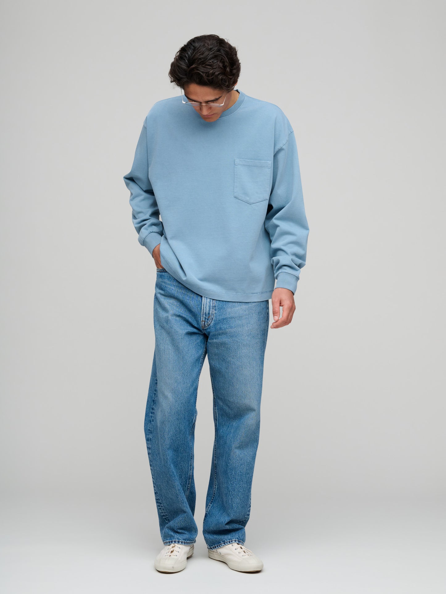 Heavy L/S Jersey Tee, Dusty Blue