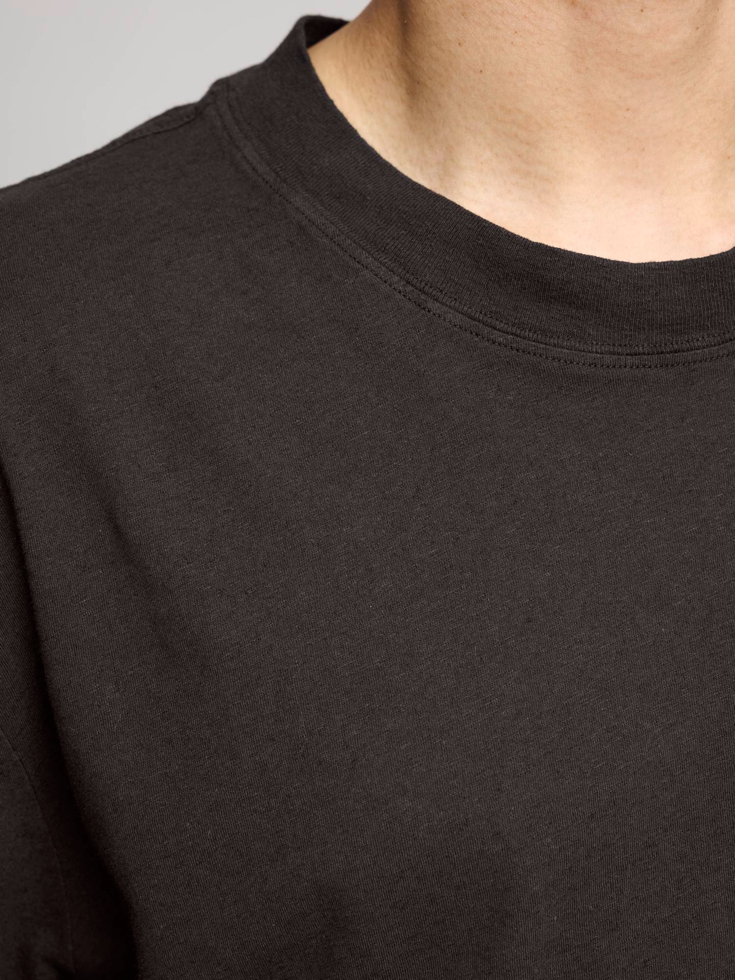 Simple T-Shirt Cotton Linen Jersey, Ebony
