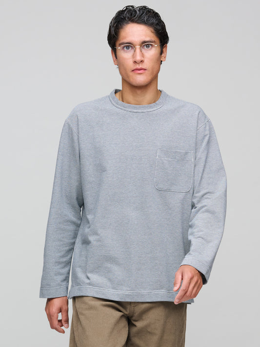 Micro Stripe Pocket LS Tee, Navy/White