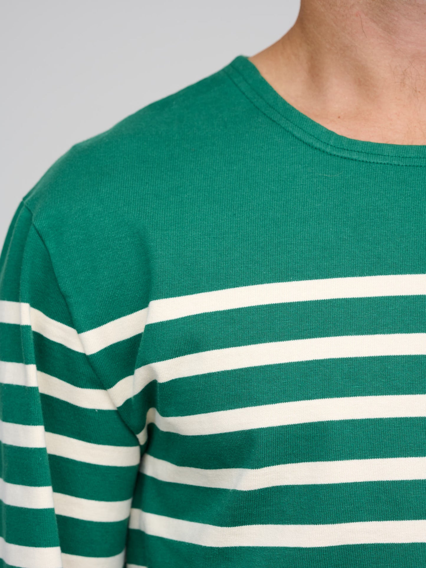 Breton Stripe Jersey, Green/Ecru