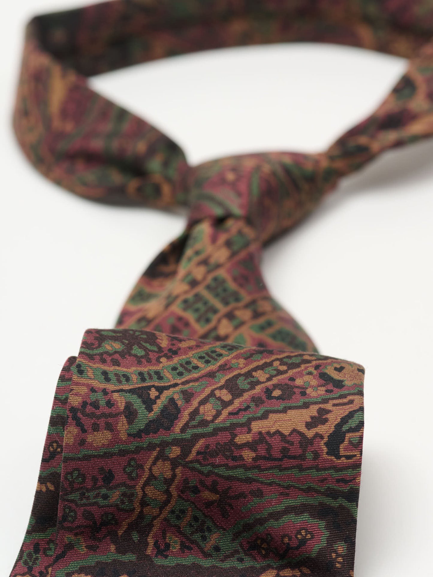Painted Paisley Wool Silk Tie, Brown