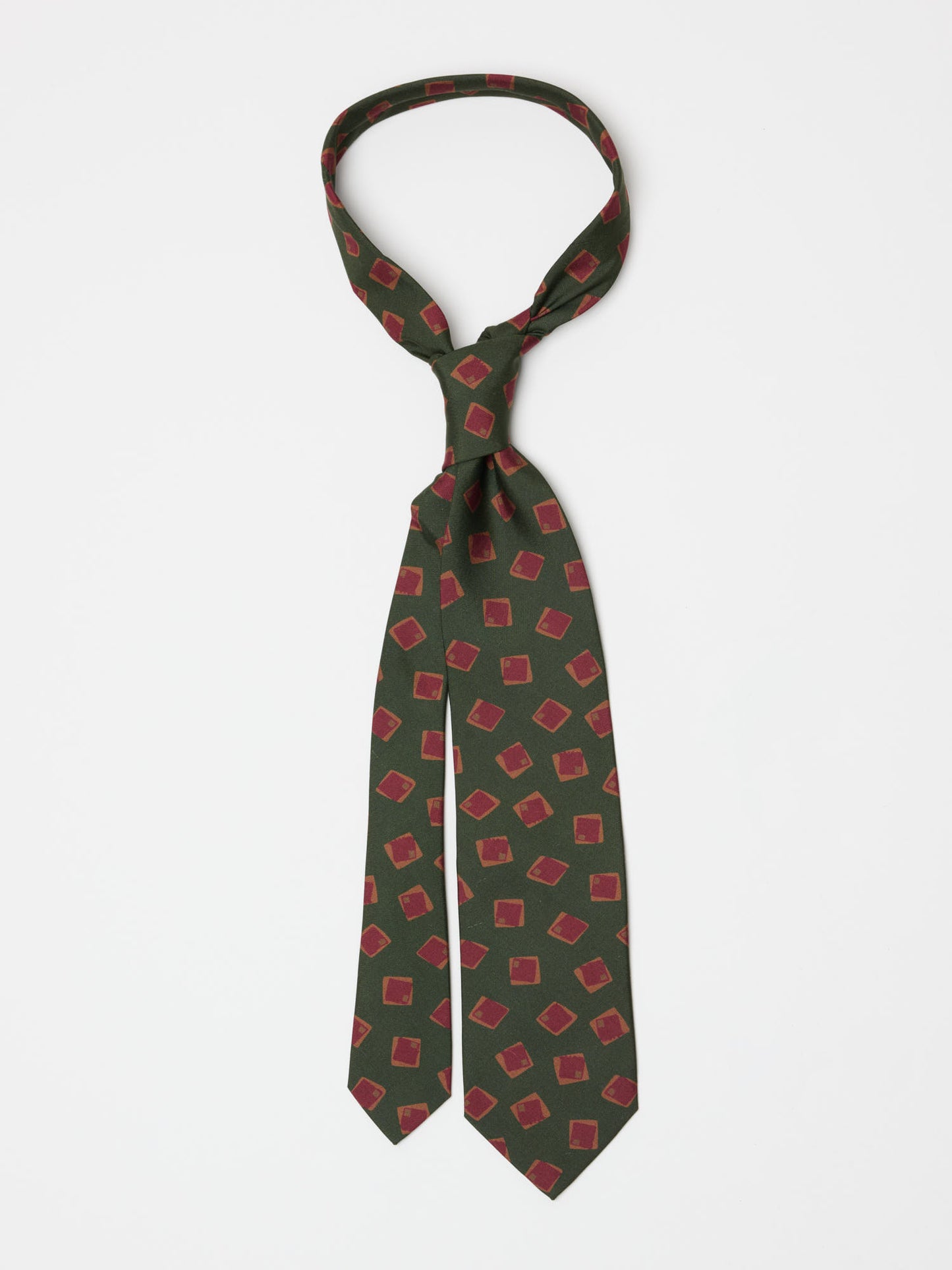 Random Squares Print Tie, Green