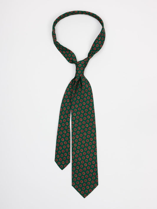 Mini Florals Wool Silk Tie, Green