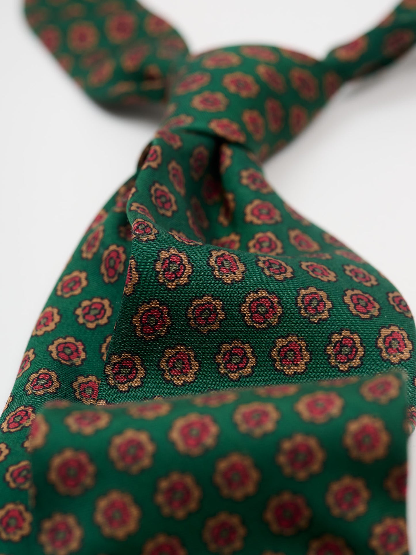 Mini Florals Wool Silk Tie, Green