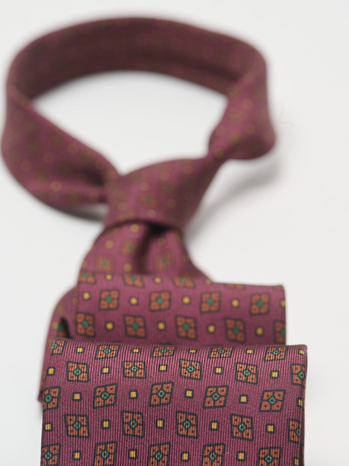 Mini Diamond Dot Pattern Silk Tie, Red & Org