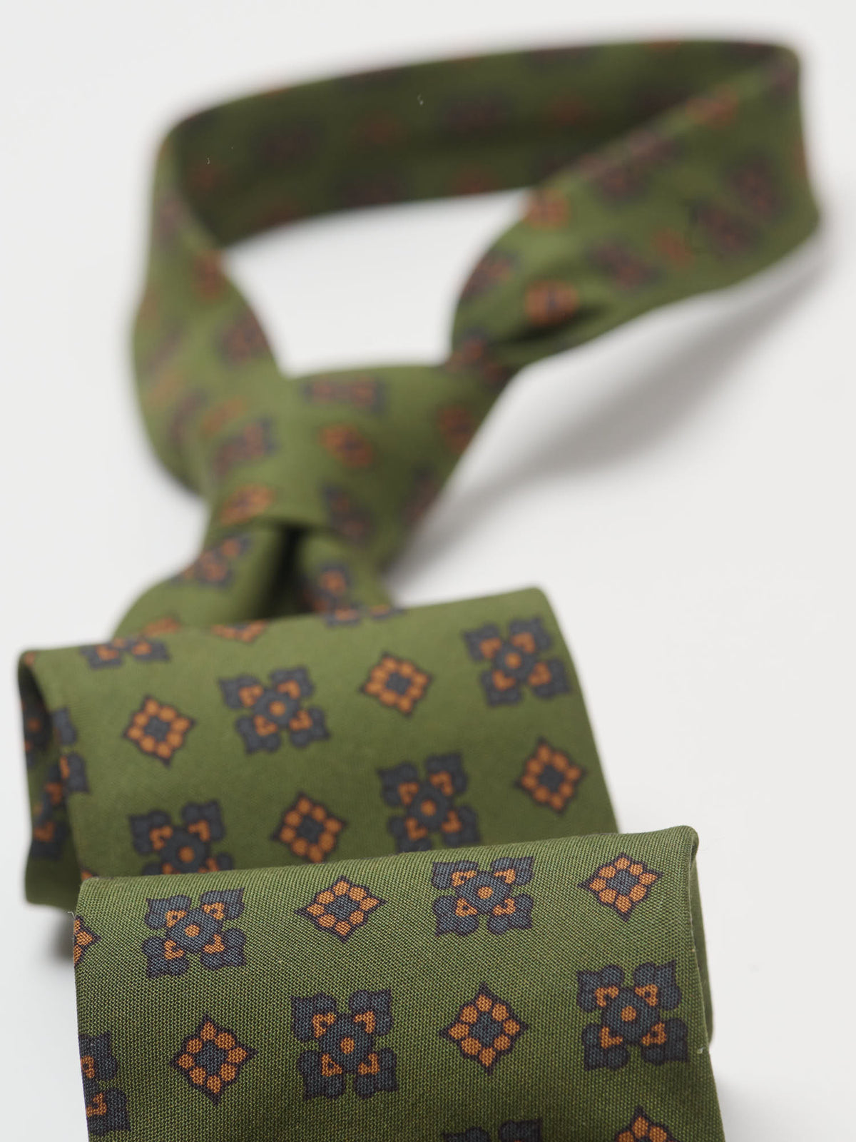 Flower Medallion Silk Tie, Forest