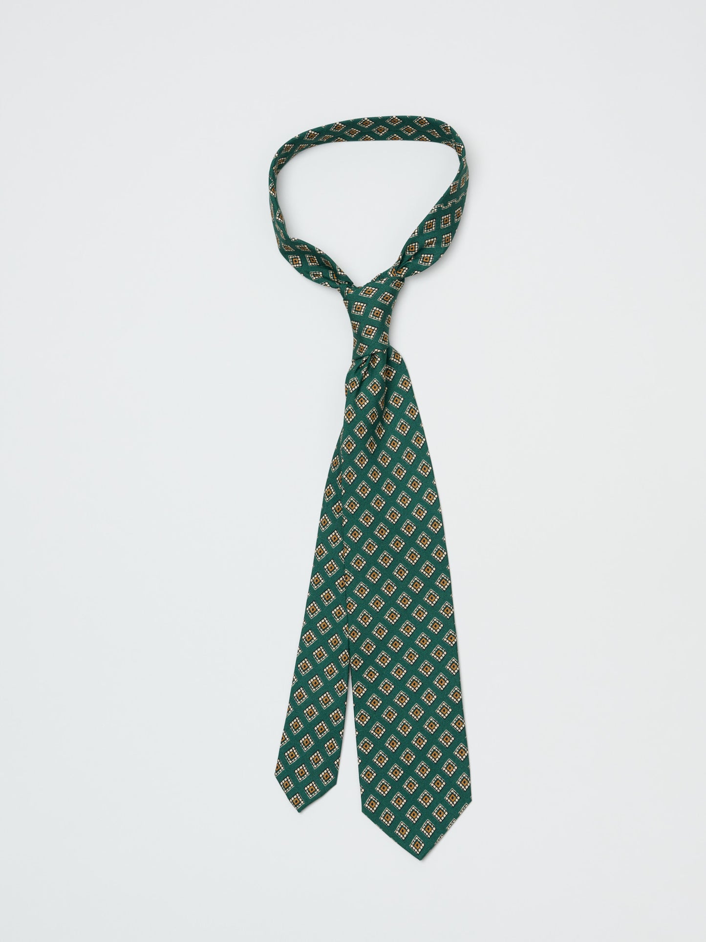 Tile Medallion Habotai Silk Tie, Green