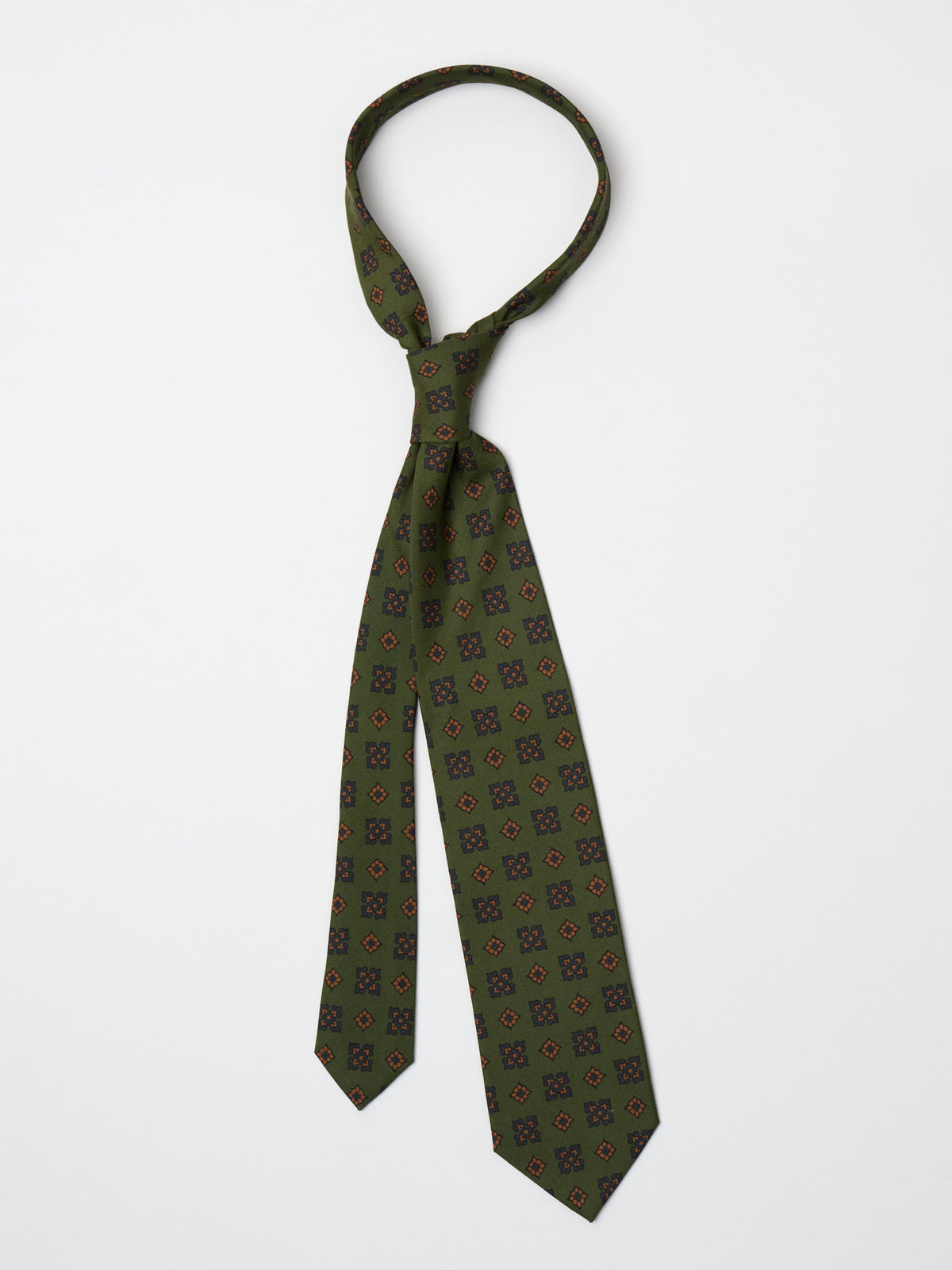 Flower Medallion Silk Tie, Forest