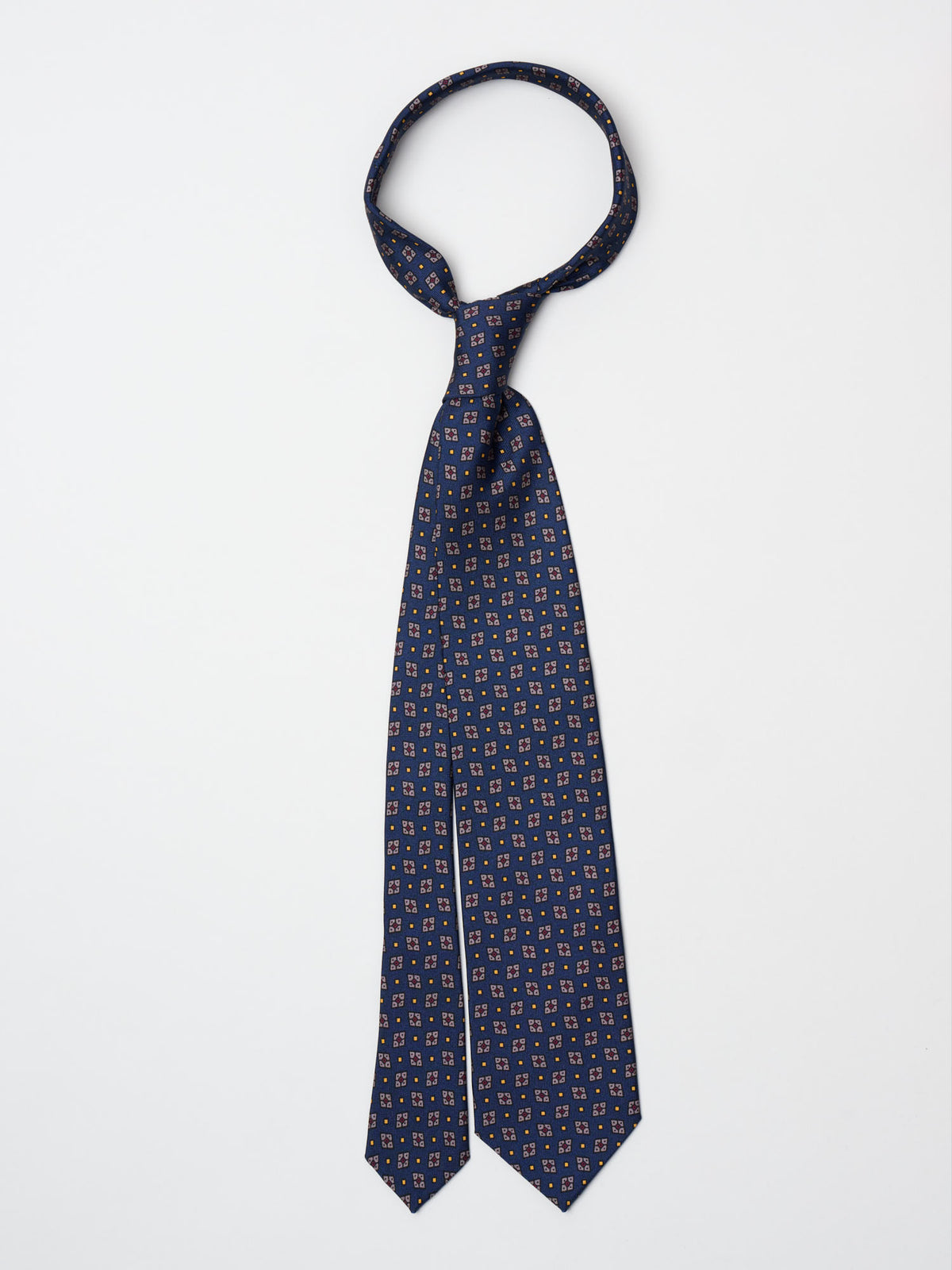 Mini Diamond Dot Pattern Silk Tie, Blue/Red/Yellow