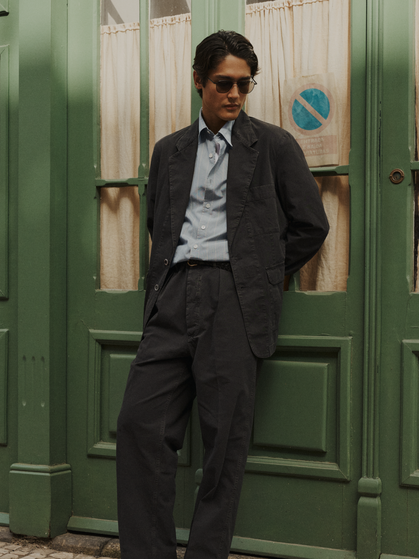 Veste de Ville Japanese Cotton Canvas, Washed Black