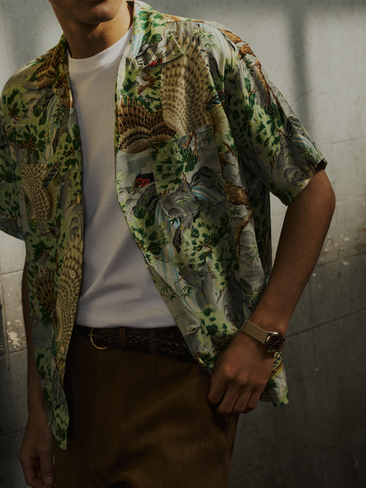 Peacock Garden Hawaiian Shirt, Green