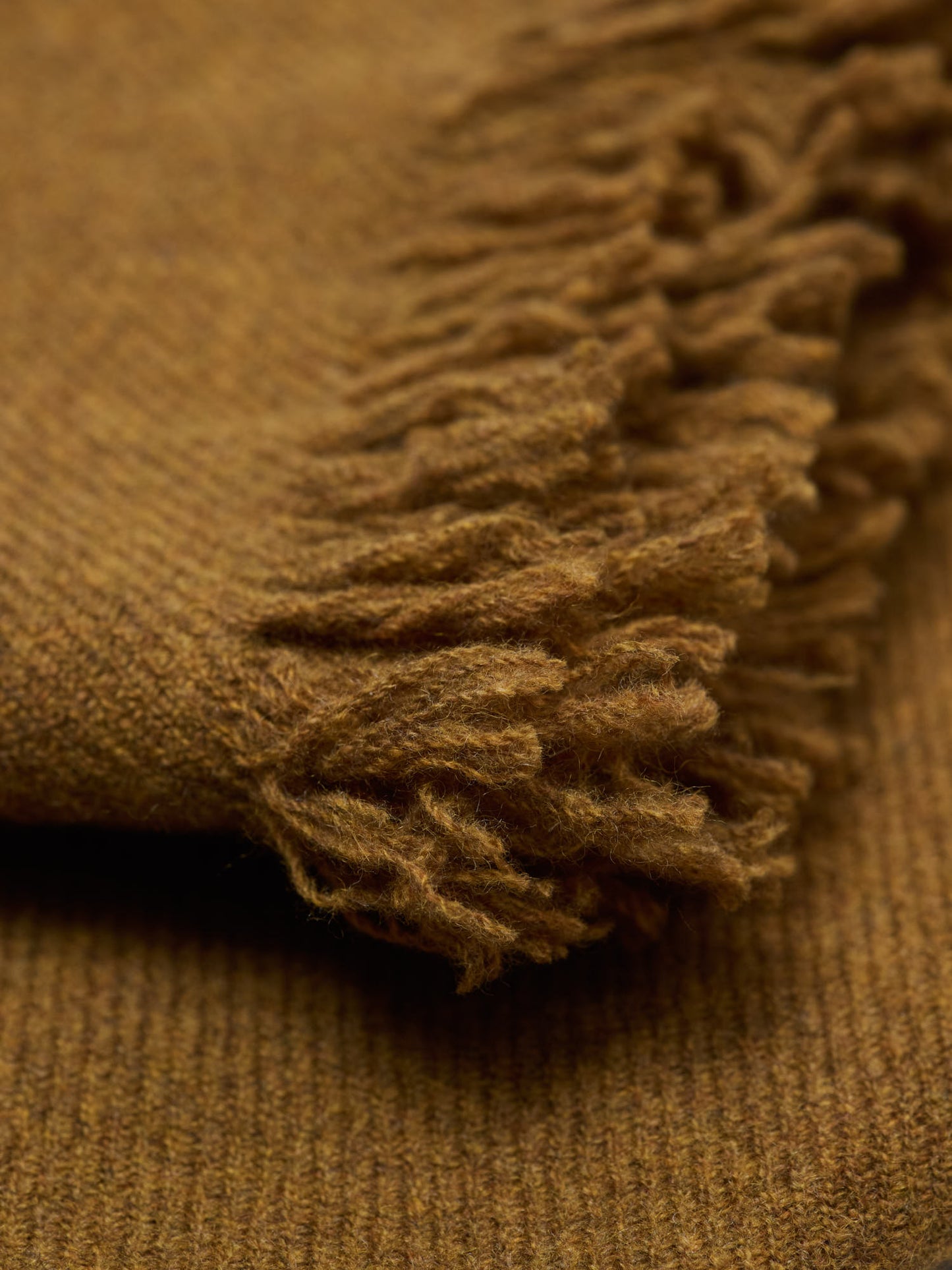 Wide Twill Scarf Lambswool Cashmere, Ochre