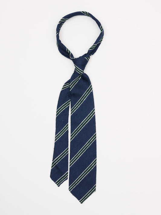 Silk Self Tipped Tie Stripes, Navy