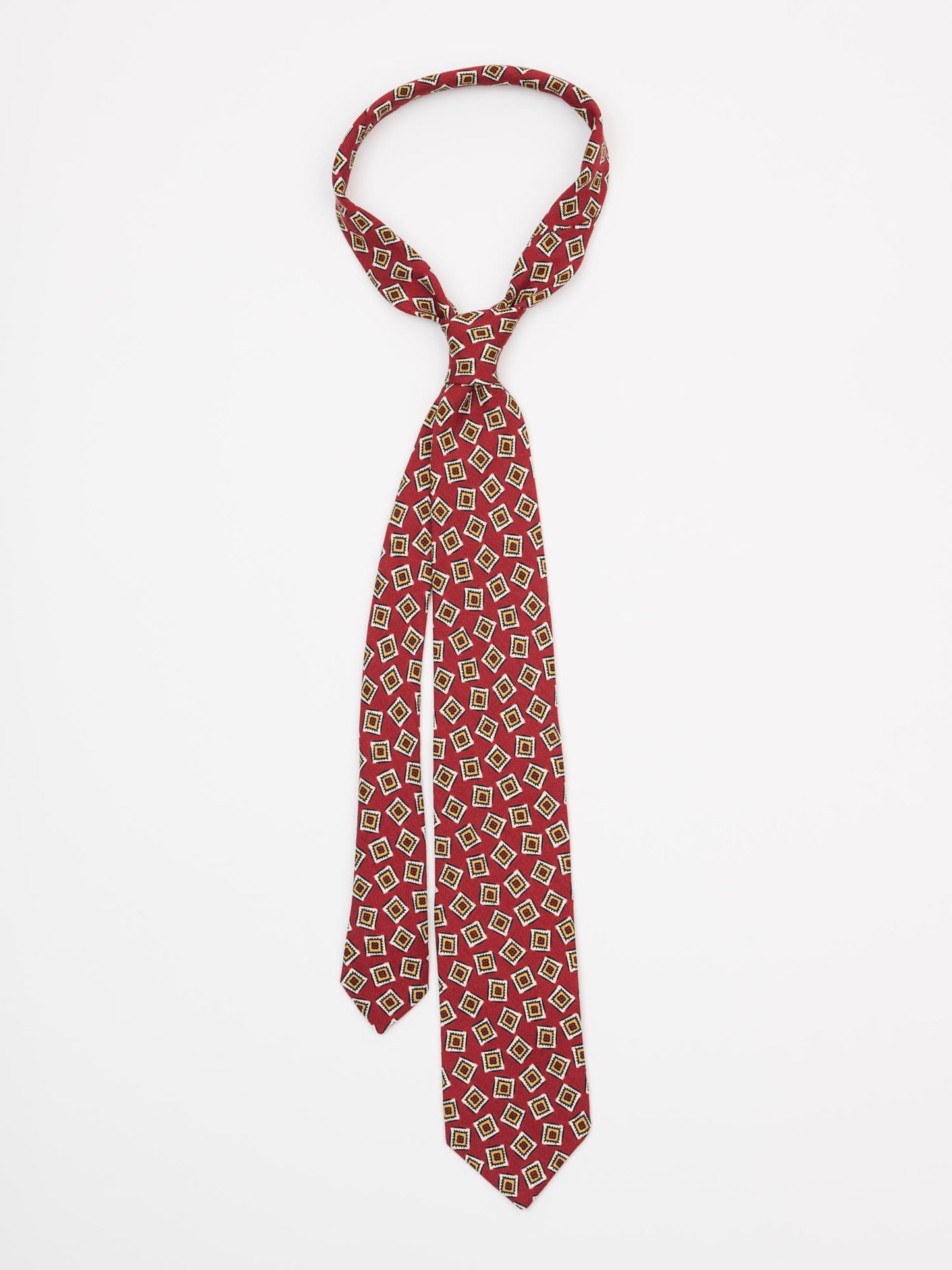 Wool Navy Tipped Tie Print , Red