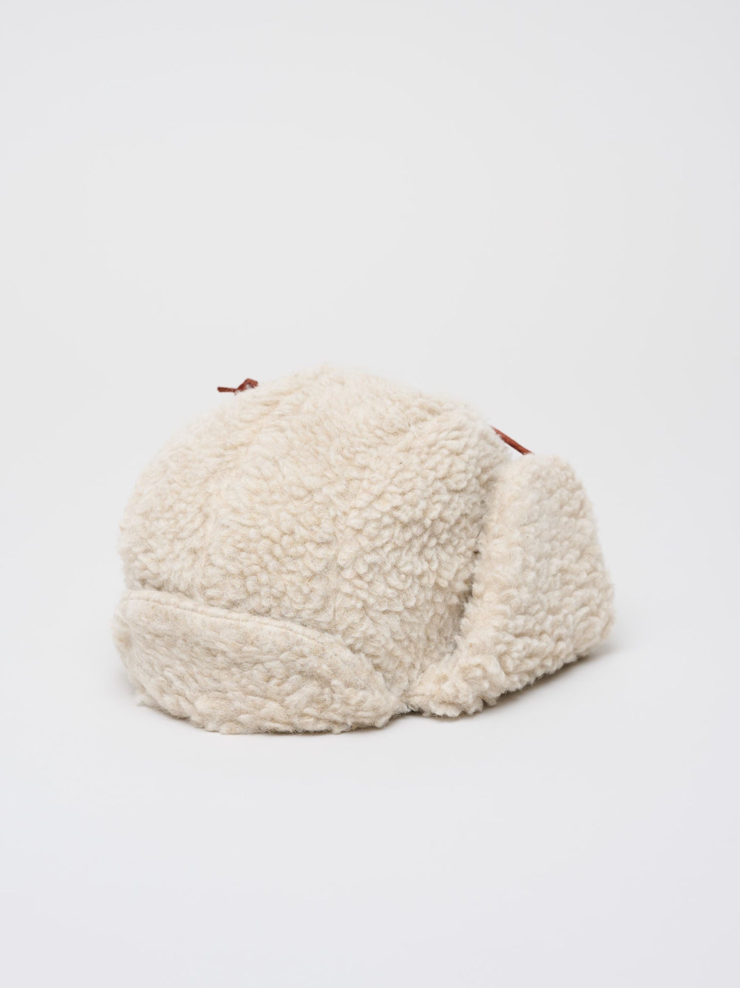 Natural Wool Fleece Chapka, Ecru