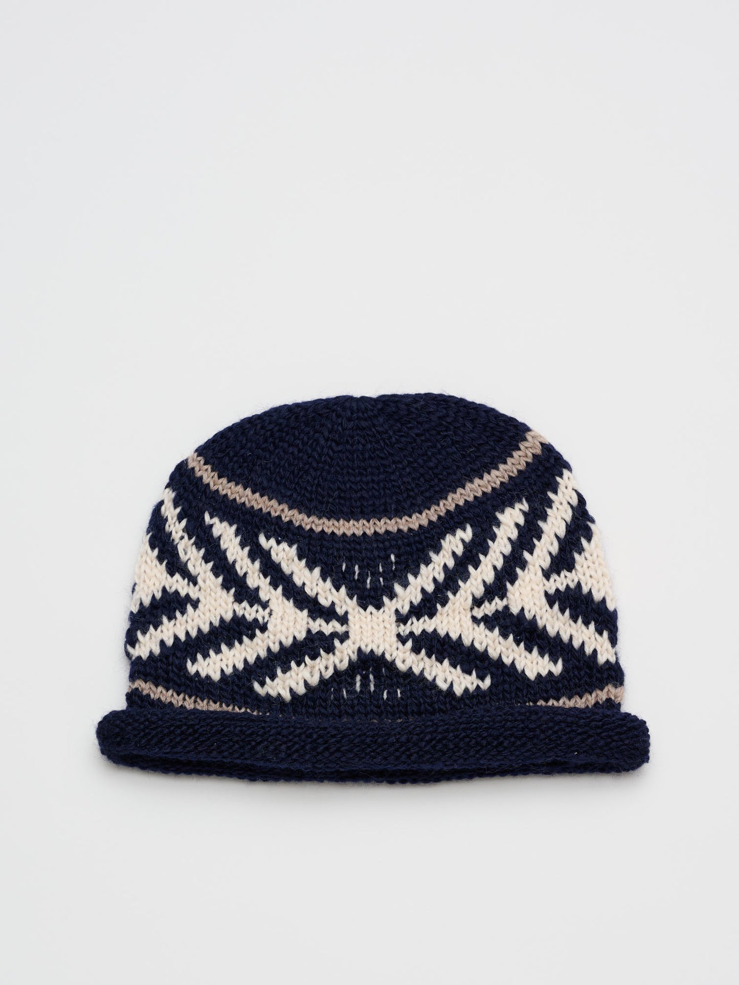 Wool Jacquard Beanie, Navy