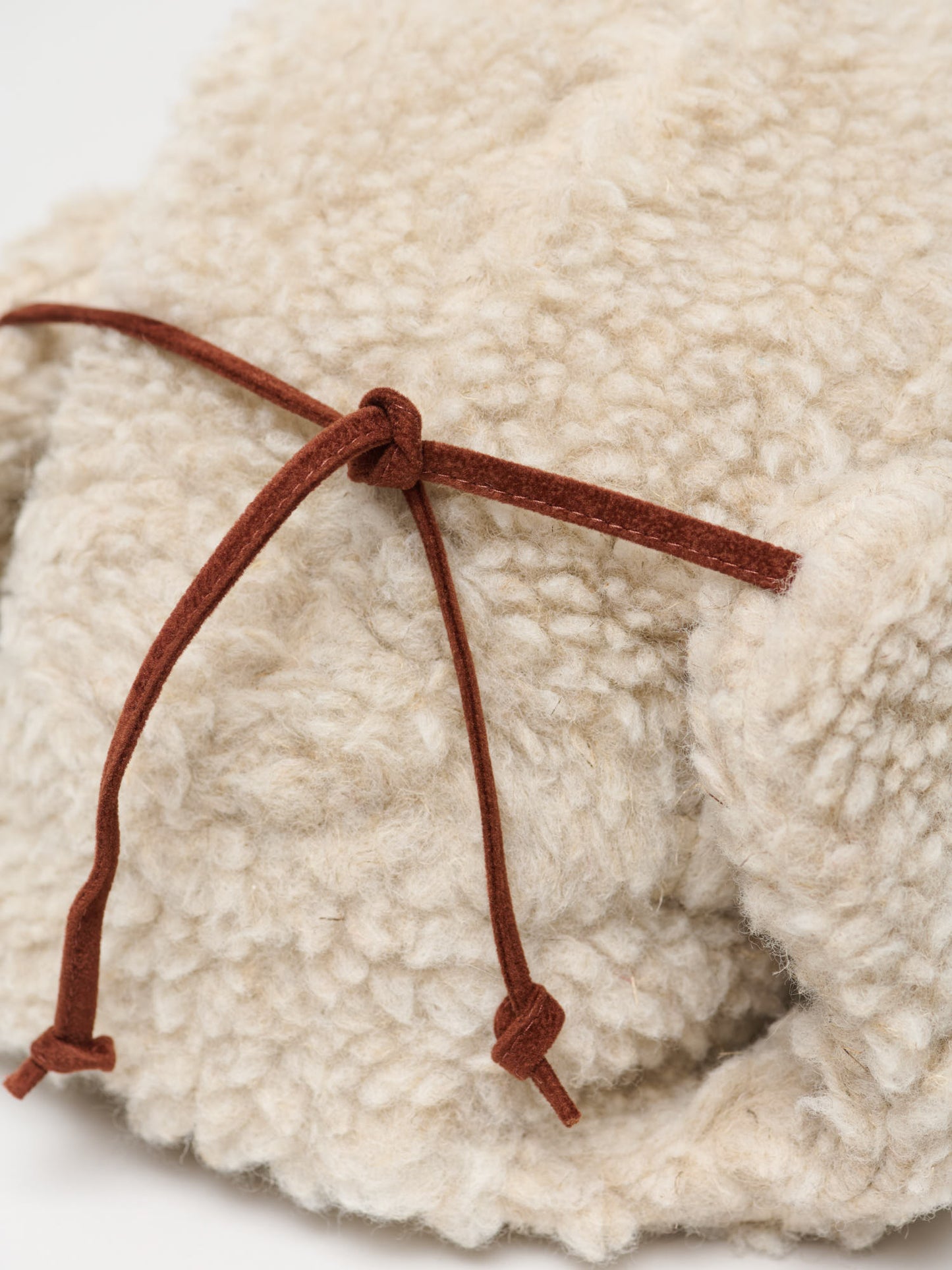 Natural Wool Fleece Chapka, Ecru