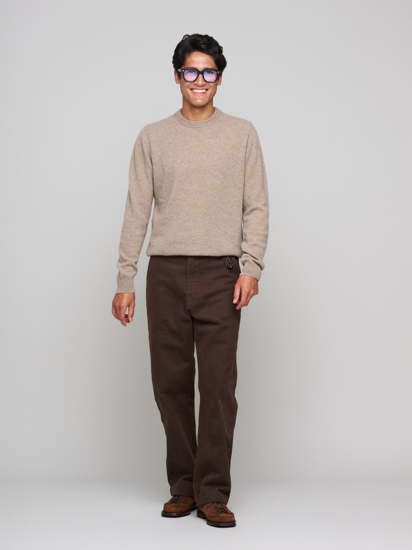 Cashmere Crewneck Jumper, Natural Brown