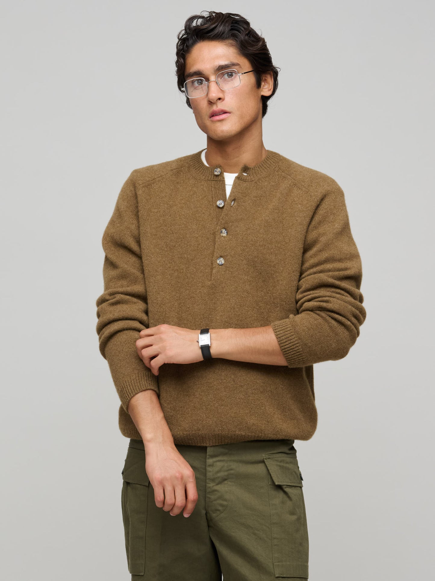 Easy Henley - Cashmere/Lambswool, Bark