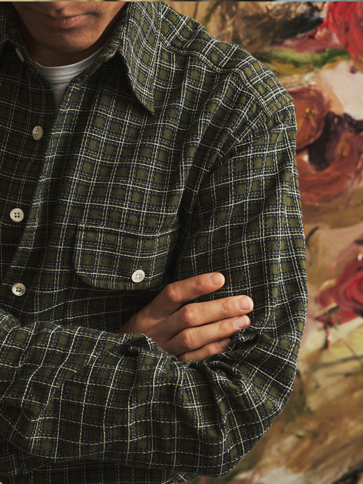 Off Duty L/S Shirt Dobby Check, Olive