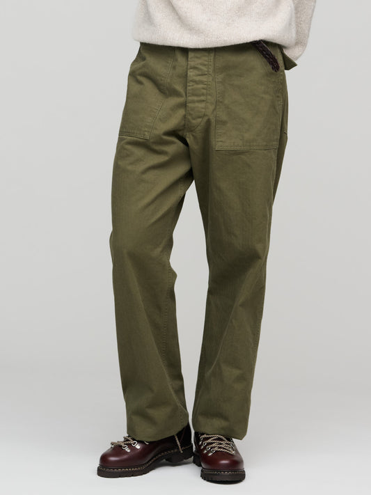 Herringbone Vintage Fit Fatigue Pants, Dark Green