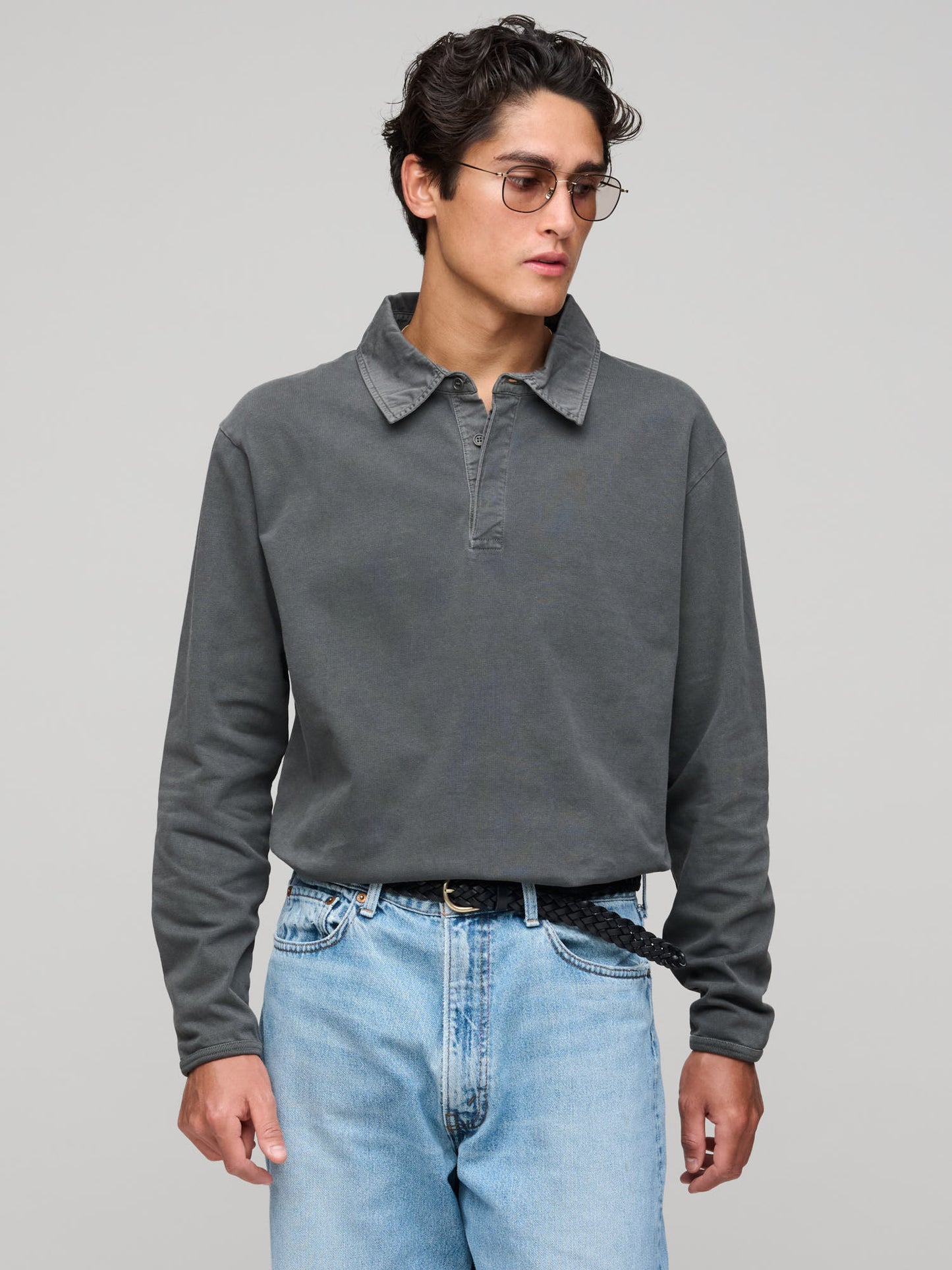 Heavy Jersey Rugby Polo, Faded Black