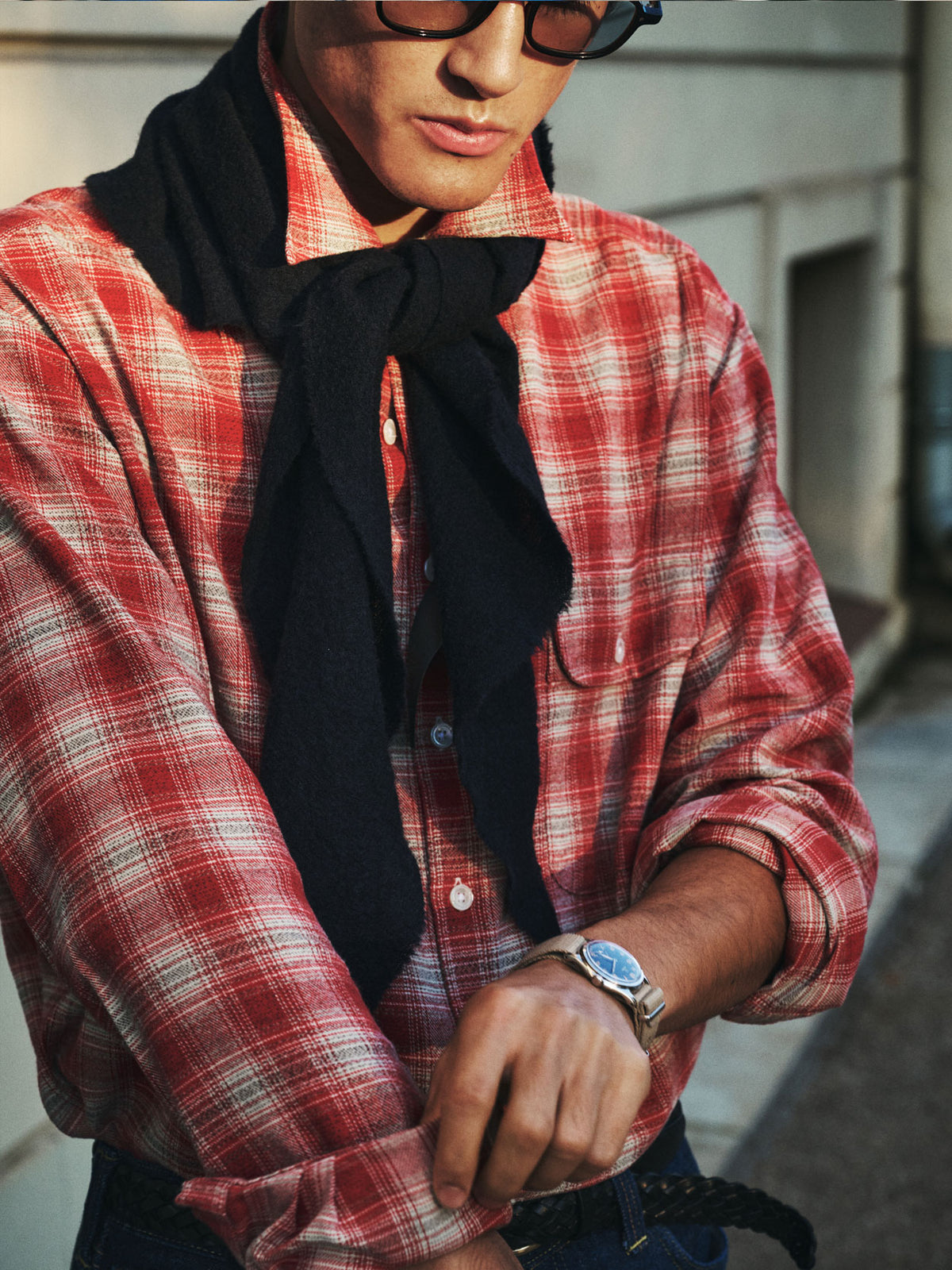 Off Duty L/S Shirt Glen Check, Red