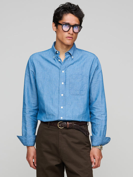 American BD Cotton/Linen Shirt, Premium Japanese Chambray